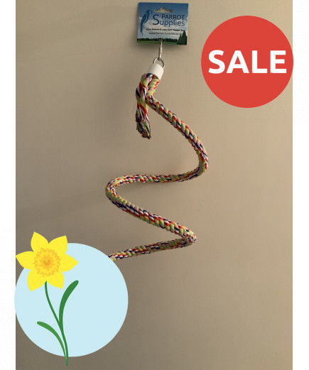 Parrot-Supplies Boing Cotton Spiral Bouncing Perch With Bell Toy